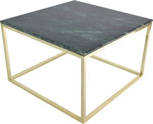 RGE Accent Rechteckiger Couchtisch Marmor und pulverbeschichtetem Stahlrahmen im modernen klassischen Stil, bis zu 15 kg Belastbarkeit, Grün mit glänzendem Gold, B, H 48 cm, T 75 cm