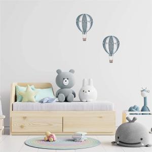 yabaduu 2er Set Heißluftballons Wandtattoo Wandsticker Aufkleber für Kinderzimmer Babyzimmer Aquarell Ballon Y032 (Blau)