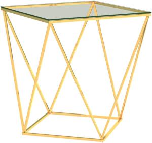 vidaXL Couchtisch Golden und Transparent 50 x 50 x 55 cm Edelstahl