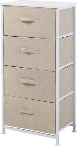 SVITA Schubladenschrank Ordnungssystem Regal Metall mit Stoff-Boxen Metall-Regal Creme Weiß