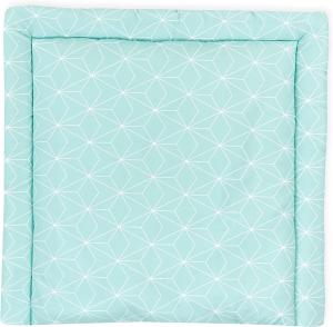 KraftKids Wickelauflage in weiße dünne Diamante auf Mint, Wickelunterlage 85x75 cm (BxT), Wickelkissen