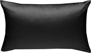 Bettwaesche-mit-Stil Mako-Satin / Baumwollsatin Bettwäsche uni / einfarbig schwarz Kissenbezug 60x80 cm