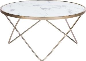 Beliani 'Meridian II' Couchtisch, Glas/Metall, Gold, 80 x 40 cm