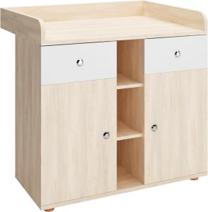 Infantastic® Wickelkommode - inkl. 2 großen Schubladen und 5 Fächer, LxBxH 90/69/92 cm, Farbwahl - Wickelschrank, Wickeltisch Aufsatz, Wickelaufsatz, Baby Möbel Kommode, Wickelregal Organizer (Buche)