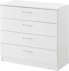 Schubladenschank Drammen 67 x 70 x 30 cm mit 4 Schubladen Weiß Hochglanz en. casa