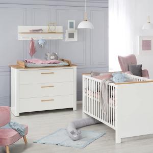 roba Kinderzimmerset 'Ava' 2-teilig - Bett 70 x 140 - Wickelkommode - Weiß / Artisan Eiche
