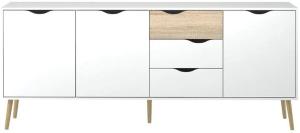 Sideboard NAPOLI Kommode Anrichte Schrank Highboard weiß/Eiche Dekor Landhaus