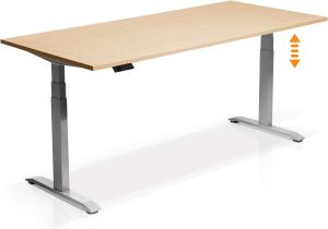 Möbel-Eins OFFICE ONE elektrisch höhenverstellbarer Schreibtisch / Stehtisch, Material Dekorspanplatte grau Eiche sonomafarbig 160x80 cm