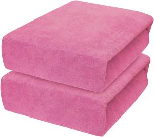 2 x Baby Comfort Frottee Spannbettlaken für 95x65 cm Reisebett Matratze (Rosa)