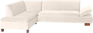 Terrence Ecksofa Samtvelours Creme Buche Nussbaumfarben