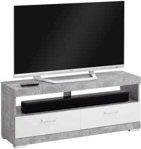 TV-Board BRISTOL 5 Lowboard in Beton und weiß Edelglanz