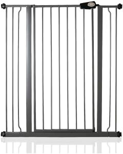 Safetots Extrahoher Metall-Sicherheitsgitter, Druckmontage, 94.3cm - 101.9cm, Schiefergrau, 104cm Höhe, Extrahohe Treppengitter, Gitter für hohe Babys, Einfache Installation