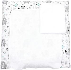 TupTam Baby Wickelauflage inkl. 2 Frotteebezüge ANK019, Farbe: Bären / Füchse / Mint, Größe: 76x76 cm