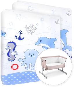 Baby Comfort Spannbetttuch für Kinderbett, 100 % Baumwolle, für 83x50 cm, Ozeanblau