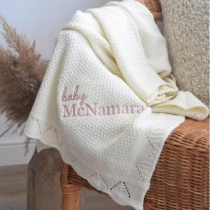 Personalisierte Strickdecke Baby,babydecke Mit Namen,babydecke Baumwolle,personalisierte Decke Geschenk,baby Geschenke Personalisiert (White,NO name)