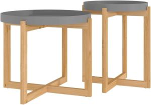 vidaXL Couchtische 2 Stk. Grau Holzwerkstoff und Massivholz Kiefer