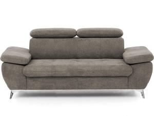 Mivano 2,5er-Sofa Gisele / Sofagarnitur mit Kopfteilverstellung und Armteilfunktion / 196 x 83 x 100 / Velours, Beige