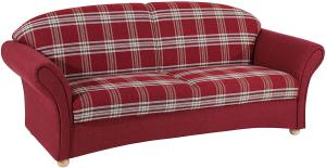 Corona Sofa 2,5-Sitzer Flachgewebe Rot Buche Natur