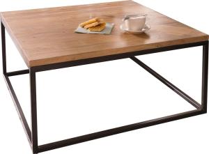 Couchtisch Tatius 80x80 Akazie Natur Gestell Schwarz Industrial Optik