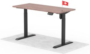 elektrisch höhenverstellbarer Schreibtisch ECO 140 x 60 cm - Gestell Schwarz, Platte Walnuss