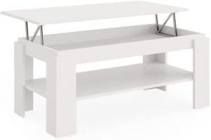 Vicco Couchtisch Sofatisch Esstisch Nikola Weiß 100x54 cm modern Wohnzimmer Tisch Ablage Fach Kaffeetisch Arbeitstisch Beistelltisch Stubentisch Lift-Funktion Tischplatte ausklappbar Ablagefach
