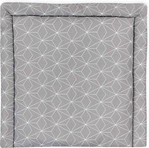 KraftKids Wickelauflage in weiße dünne Diamante auf Grau, Wickelunterlage 75x70 cm (BxT), Wickelkissen