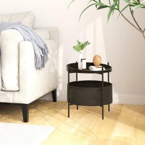 Beistelltisch mit Korb 40 x 40 x 45,5 cm Schwarz