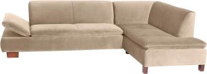 Terrence Ecksofa Samtvelours Sand Buche Nussbaumfarben