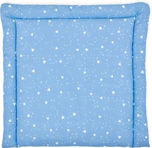 KraftKids Wickelauflage in abgerundete Dreiecke weiß auf Blau, Wickelunterlage 78x78 cm (BxT), Wickelkissen