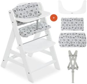 Hauck Hochstuhl Alpha Plus - Mitwachsender Kinderhochstuhl mit Gurt und Sitzkissen - Weiß Nordic Grey