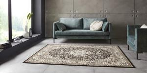 Orientalischer Kurzflor Teppich Skazar Isfahan Creme Braun - 200x290x0,9cm