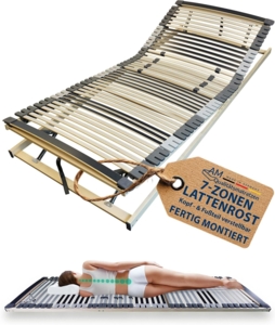 Ergonomischer 7-Zonen Lattenrost - 140x210 cm - fertig montiert - 44 Leisten - Kopf- und Fußteil verstellbar - Holmabsenkung für Schulter und Becken - 140x210 cm