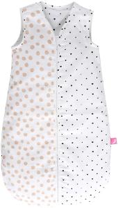 Babyschlafsack Sommer aus Baumwollmusselin von Motherhood - kuscheliger Babyschlafsack Öko Tex Standard, Klasse 1, Größe: 6-18 Monate, Kleckse apricot