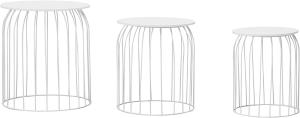 Wohnling Design Beistelltisch 3er Set aus Körben, weiß
