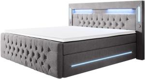 Boxspringbett Moonlight mit LED, USB und Stauraum 160x200 Grau H2