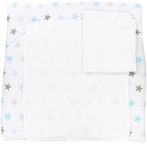 TupTam Baby Wickelauflage inkl. 2 Frotteebezüge ANK019, Farbe: Sterne Blau Grau, Größe: 76x76 cm