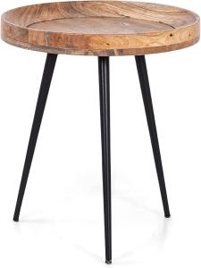 Byliving 'Allentown' Beistelltisch, Massivholz Mango Natur, 50 x 45 x 45 cm