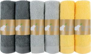 Budding Bear Baby Waschlappen Bambus (6 Stück) – 100% Bio-Baumwolle & Bambus – hypoallergen & saugfähig für empfindliche Haut – ohne Chemikalien & Kunststoff – Unisex Baby Waschlappen – Mehrfarbig