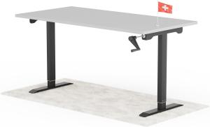 manuell höhenverstellbarer Schreibtisch EASY 160 x 80 cm - Gestell Schwarz, Platte Grau