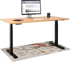 HighDesk Basic Höhenverstellbarer Schreibtisch (200 x 80 cm I Schwarz + Buche) - Elektrischer Sitz- & Stehtisch mit Tischplatte - Stehschreibtisch Elektrisch Höhenverstellbar - von Krieg