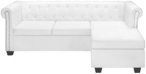 vidaXL Chesterfield Sofa in L-Form Kunstleder Weiß [275225]