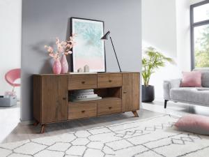 Sideboard 180x75 cm "Lugano" Kernbuche massiv Tabak geölt