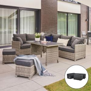 HOME DELUXE Rattan Sitzgruppe BAHIA - mit Abdeckung