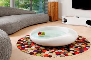 SalesFever Couchtisch, Fiberglas/Glas Weiß, 100 x 100 x 25 cm