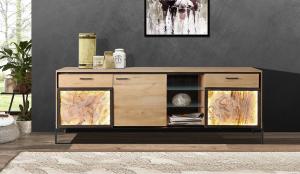 Sideboard inkl. Beleuchtung 210cm 'Kairo' Teak massiv