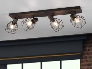meineWunschleuchte Deckenspots, ohne Leuchtmittel, Decken-lampe Industrie-Design mit 4x Draht Lampen-schirm, Breite 70cm