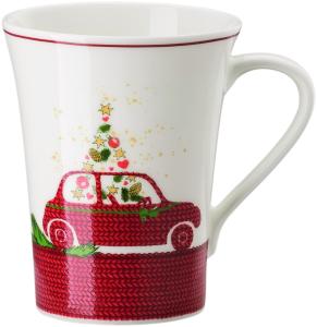 Hutschenreuther Nora Becher mit Henkel, Bone China, Weihnachtszeit Auto, 400 ml, 02048-726044-15505