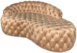 Casa Padrino Luxus Chesterfield Samt Chaiselongue Gold 162x94 x H. 65 cm