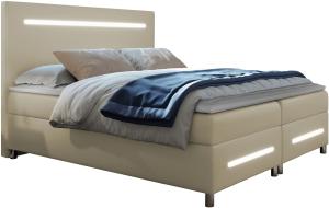 Boxspringbett Saziro LED, Sand, 160 x 200 cm