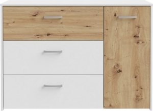 Sideboard CULGOA Kommode 3 Schubladen und 1 Tür, Artisan Eiche / Weiß